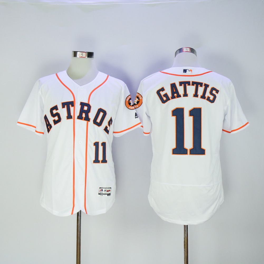 Men Houston Astros 11 Gattis White MLB Jerseys